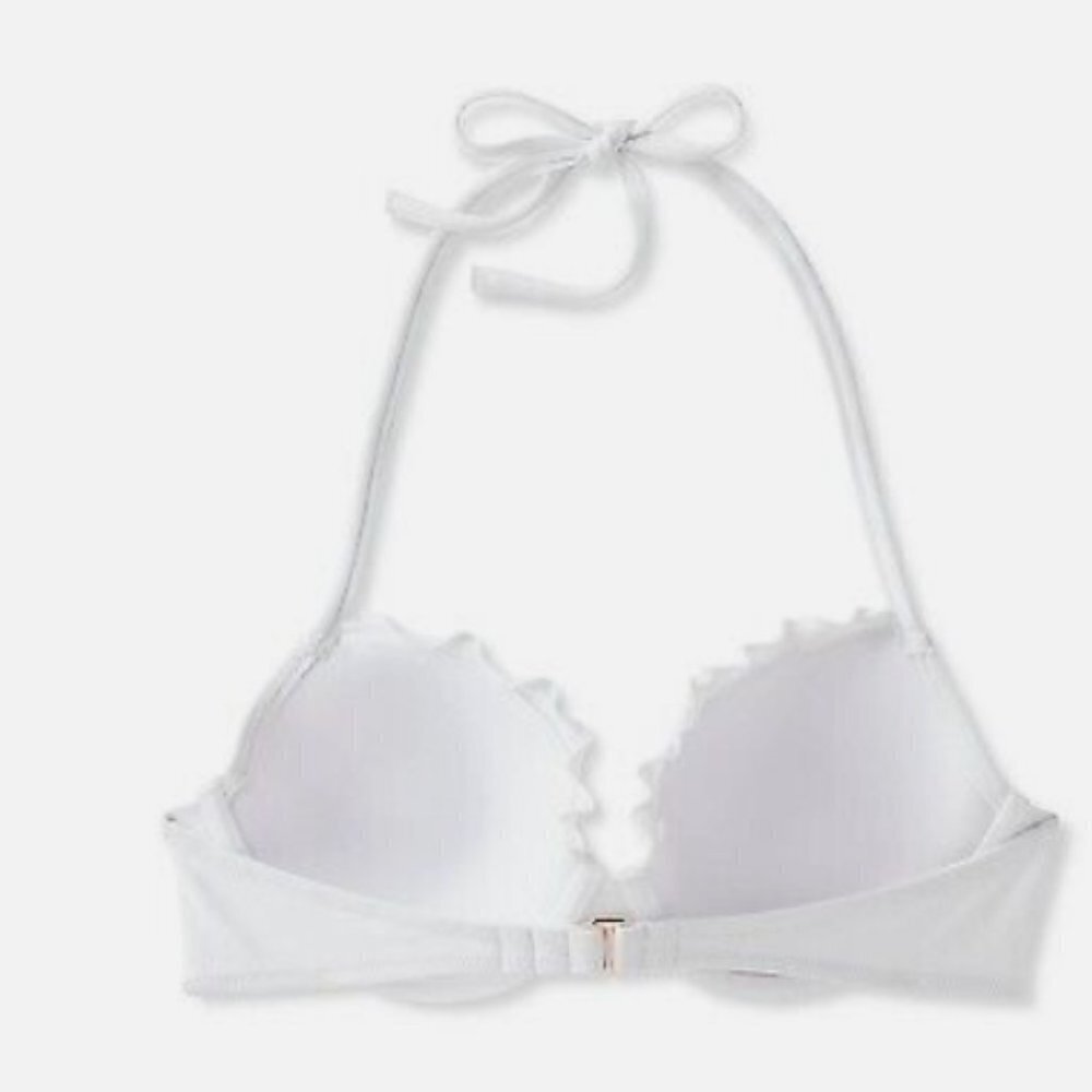 NWT Shade & Shore Women's Lightly Lined White Ruffle Bikini Top - Picture 4 of 4